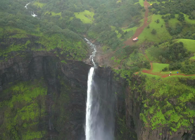 Aerial View of Kalu Waterfall Near Malshej Ghat Maharashtra