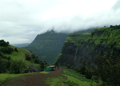 Aerial View of Kalu Waterfall Near Malshej Ghat Maharashtra