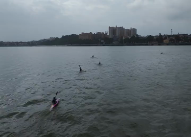 Aerial View of Kayaking on Upper Lake Bhojtal, Bhopal