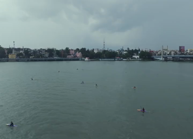 Aerial View of Kayaking on Upper Lake Bhojtal, Bhopal