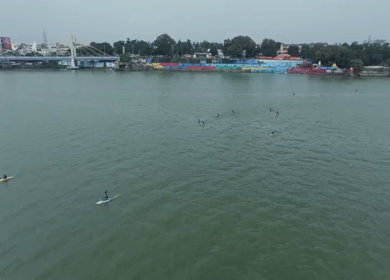 Aerial View of Kayaking on Upper Lake Bhojtal, Bhopal