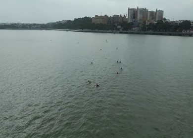 Aerial View of Kayaking on Upper Lake Bhojtal, Bhopal