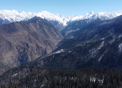 Aerial View of Kedarkantha Trek with Villages and Himalayan Mountains