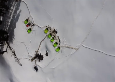 Aerial View of Kedarkantha Winter Trek with Snow Covered Mountains Uttarakhand