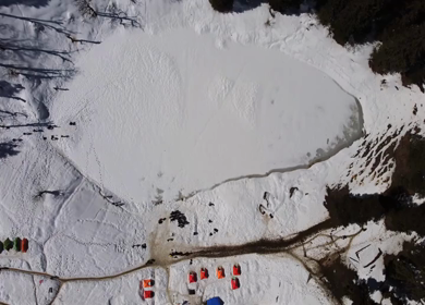Aerial View of Kedarkantha Winter Trek with Snow Covered Mountains Uttarakhand