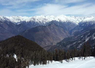 Aerial View of Kedarkantha Winter Trek with Snow Covered Mountains Uttarakhand