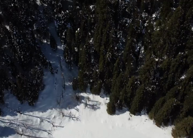 Aerial View of Kedarkantha Winter Trek with Snow Covered Mountains Uttarakhand
