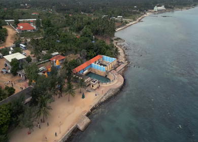 Aerial View of Keerimalai Sacred Springs and Naguleswaram Temple Jaffna Sri Lanka