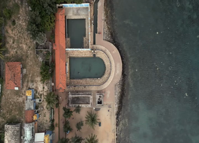 Aerial View of Keerimalai Sacred Springs and Naguleswaram Temple Jaffna Sri Lanka