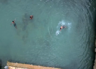 Aerial View of Keerimalai Sacred Springs and Naguleswaram Temple Jaffna Sri Lanka