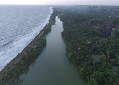 Aerial View of Kerala Coastline Backwaters and Rocky Quarry Landscape Malappuram India