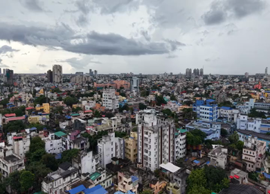 Aerial View of Kolkata Cityscape and Urban Skyline