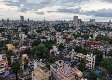 Aerial View of Kolkata Cityscape and Urban Skyline