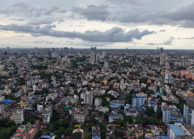 Aerial View of Kolkata Cityscape and Urban Skyline