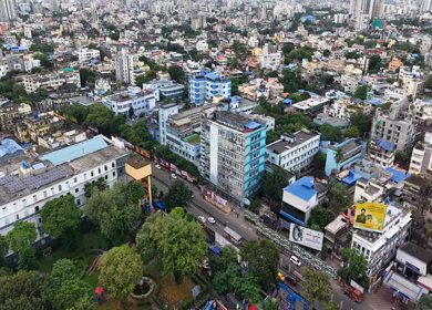 Aerial View of Kolkata Cityscape and Urban Skyline