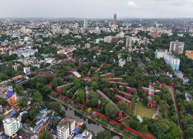 Aerial View of Kolkata Cityscape and Urban Skyline