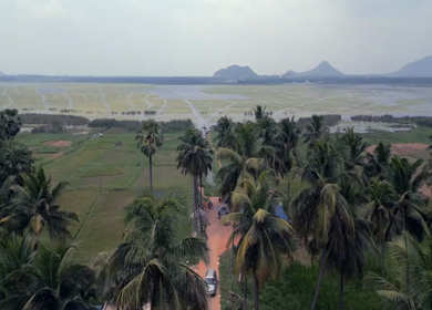 Aerial View of Kondakarla Ava Lake and Lotus Wetland Near Visakhapatnam Andhra Pradesh