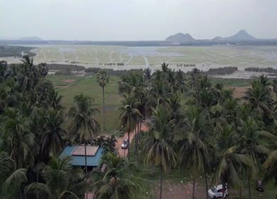 Aerial View of Kondakarla Ava Lake and Lotus Wetland Near Visakhapatnam Andhra Pradesh