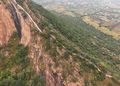 Aerial View of Kondarangi Hills Trekking Trail and Rocky Mountain in Tamil Nadu
