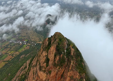 Aerial View of Kondarangi Hills with Rocky Peak and Clouds in Dindigul Tamil Nadu