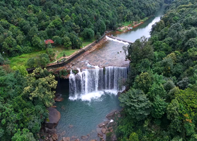 Aerial View of Krang Suri Waterfall Meghalaya India