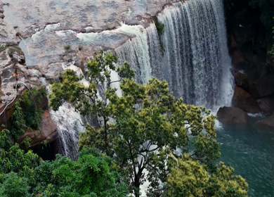 Aerial View of Krang Suri Waterfall Meghalaya India