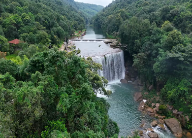 Aerial View of Krang Suri Waterfall Meghalaya India