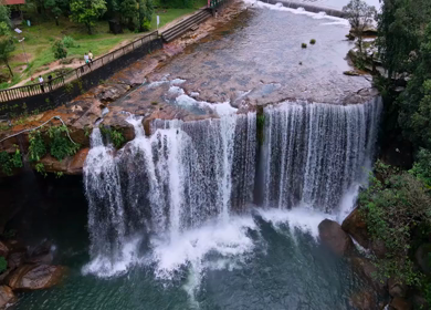 Aerial View of Krang Suri Waterfall Meghalaya India