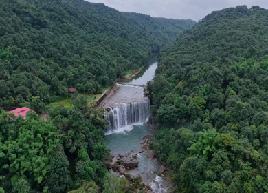 Aerial View of Krang Suri Waterfall Meghalaya India