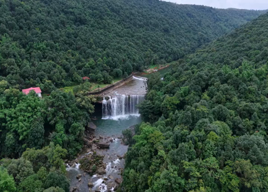 Aerial View of Krang Suri Waterfall Meghalaya India