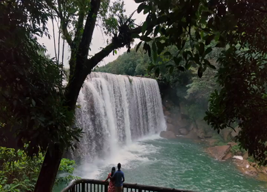 Aerial View of Krang Suri Waterfall Meghalaya India