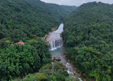 Aerial View of Krang Suri Waterfall Meghalaya India