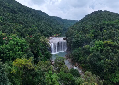 Aerial View of Krang Suri Waterfall Meghalaya India
