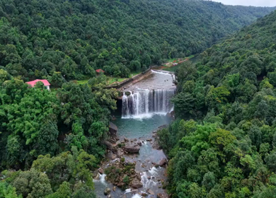 Aerial View of Krang Suri Waterfall Meghalaya India