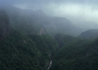 Aerial View of Kumbhe Plateau and Misty Sahyadri Mountain Cliffs Maharashtra