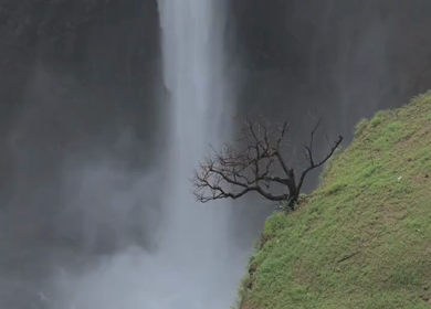 Aerial View of Kumbhe Waterfall and Misty Cliffs Maharashtra