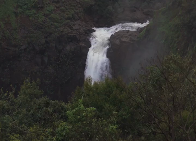 Aerial View of Kumbhe Waterfall and Misty Cliffs Maharashtra