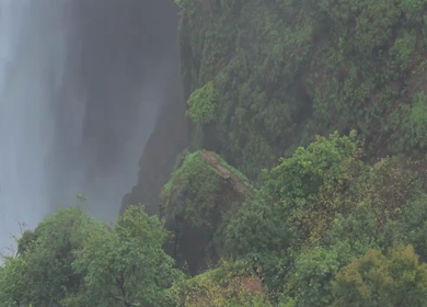 Aerial View of Kumbhe Waterfall and Misty Cliffs Maharashtra