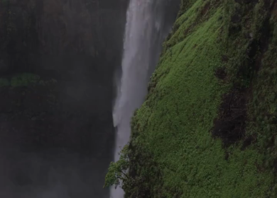 Aerial View of Kumbhe Waterfall and Misty Cliffs Maharashtra