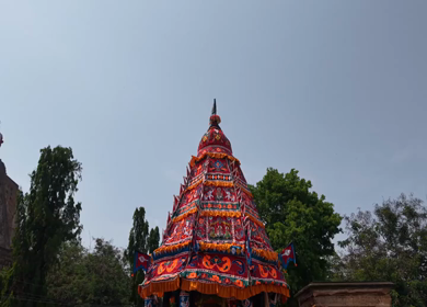 Aerial View of Kundrakudi Murugan Temple and Temple Chariot Festival in Sivaganga Tamil Nadu India