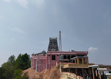 Aerial View of Kundrakudi Murugan Temple and Temple Chariot Festival in Sivaganga Tamil Nadu India
