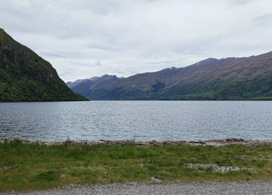 Aerial View of Lake Wakatipu from Kingston South Island New Zealand