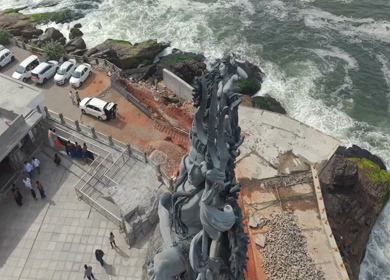 Aerial View of Lord Shiva Statue by Arabian Sea in Trivandrum Kerala India