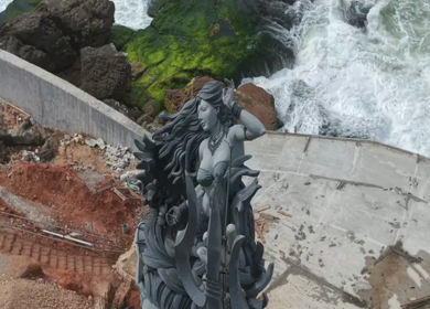Aerial View of Lord Shiva Statue by Arabian Sea in Trivandrum Kerala India