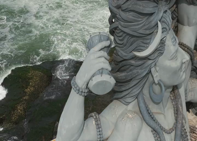 Aerial View of Lord Shiva Statue by Arabian Sea in Trivandrum Kerala India