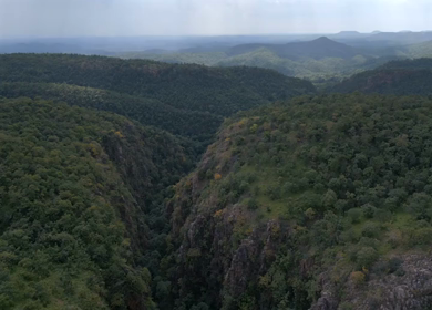 Aerial View of Lush Green Hills Forests and Water Bodies in Pratapgarh Rajasthan India
