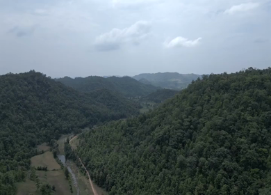 Aerial View of Lush Green Hills Forests and Water Bodies in Pratapgarh Rajasthan India