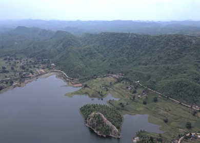 Aerial View of Lush Green Hills Forests and Water Bodies in Pratapgarh Rajasthan India