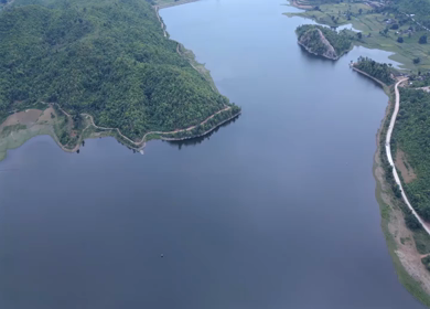 Aerial View of Lush Green Hills Forests and Water Bodies in Pratapgarh Rajasthan India