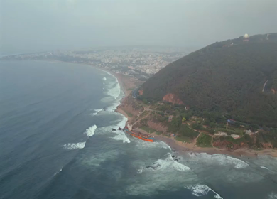 Aerial View of MV Maa Shipwreck on Yarada Beach in Visakhapatnam India